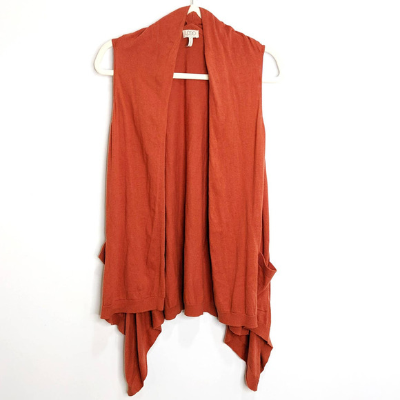 LOGO by Lori Goldstein Sweaters - Lori Goldstein LOGO Open Tank Cardigan Womens XL Cashmere Cotton Orange QVC